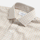 Burnt orange Mabbett check shirt collar - distinctive check pattern and expert tailoring