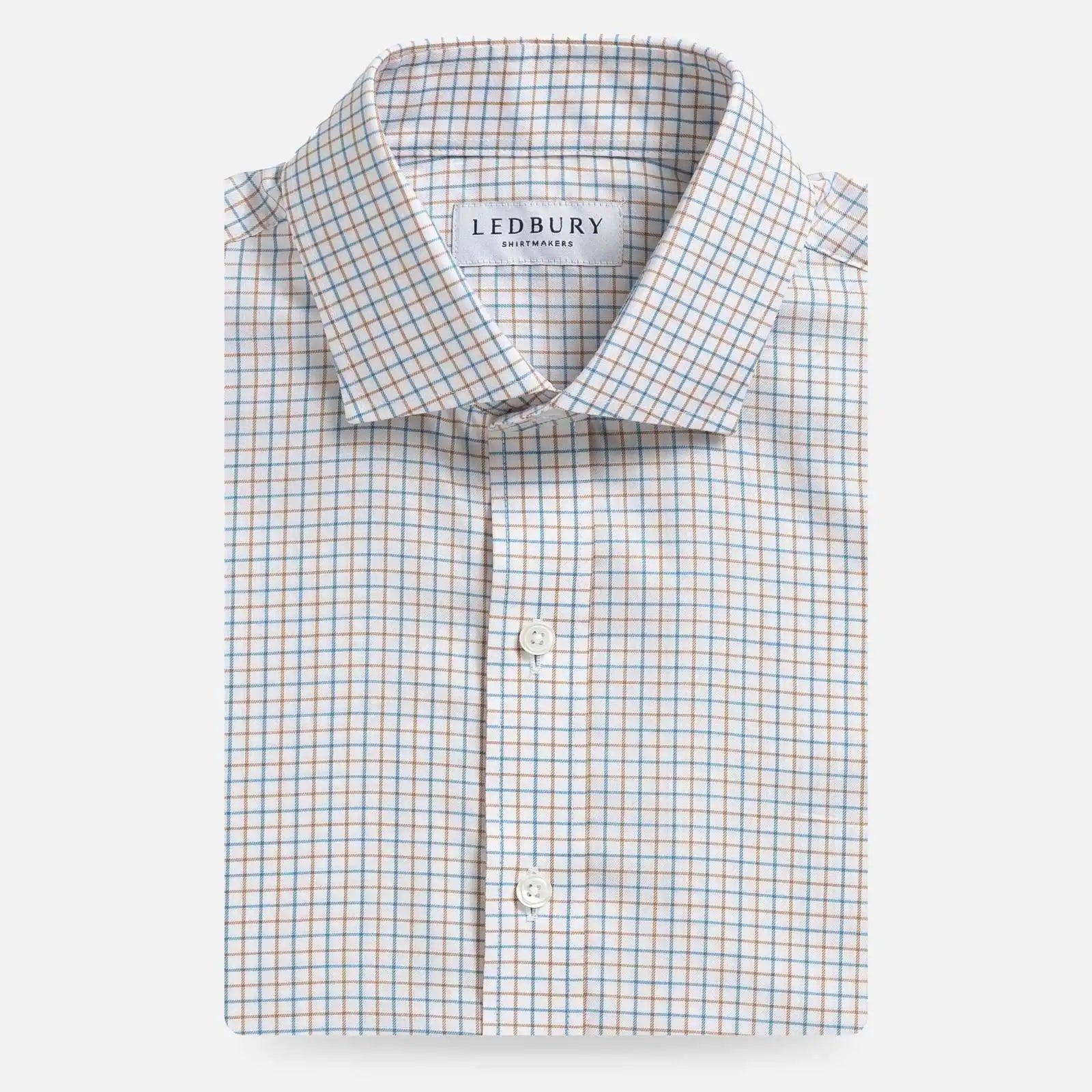 Blue Mabbett check dress shirt - premium men's shirt with customizable sizing options