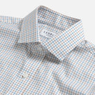 Blue Mabbett check shirt collar close-up - refined check pattern detail
