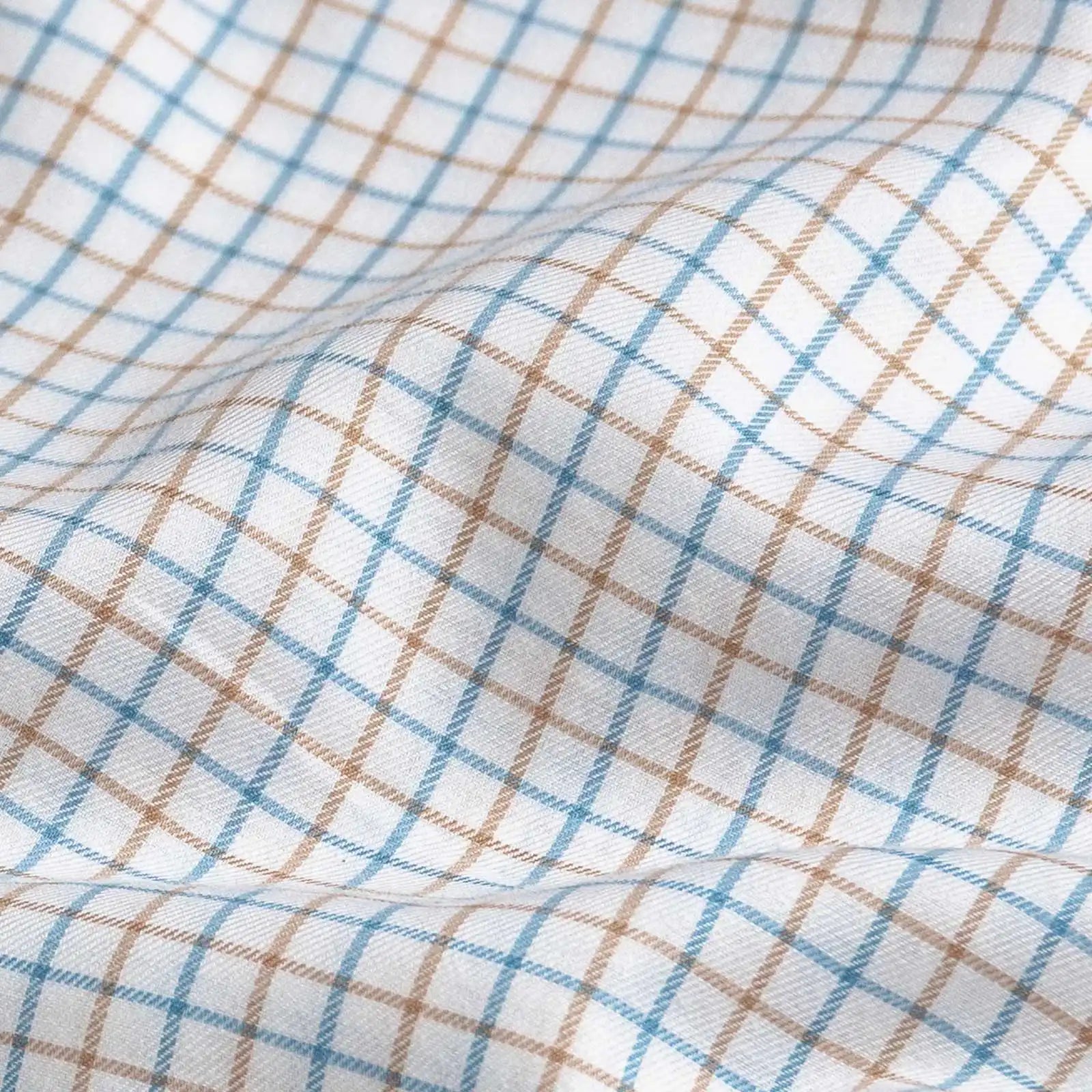 Blue Mabbett check fabric texture - luxurious weave and superior quality