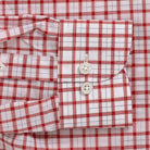 Ledbury Red Guyer Check Custom Shirt — double button barrel cuff detail on red check cotton poplin