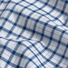 Ledbury Blue Guyer Check shirt fabric — ultra-lightweight 100% cotton poplin with bold blue tattersall check