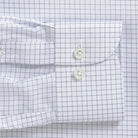 Blue Lymann Check custom shirt - semi spread collar and sleeve close-up