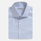 Light blue Tindley Stripe custom dress shirt - Ledbury front view