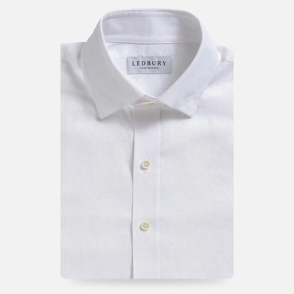 White Culley Cotton Linen custom casual shirt - Ledbury front view