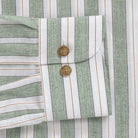 Olive Morey Cotton Linen Stripe custom shirt - sleeve and cuff close-up