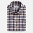 Vintage navy Kenmore Plaid Oxford custom casual shirt - Ledbury front view