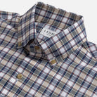 Vintage navy Kenmore Plaid Oxford shirt collar detail - button-down collar close-up