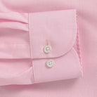 Pink Ancroft Royal Oxford custom shirt - sleeve and double button barrel cuff close-up