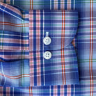 Blueberry Milo Plaid custom shirt - sleeve and double button barrel cuff close-up