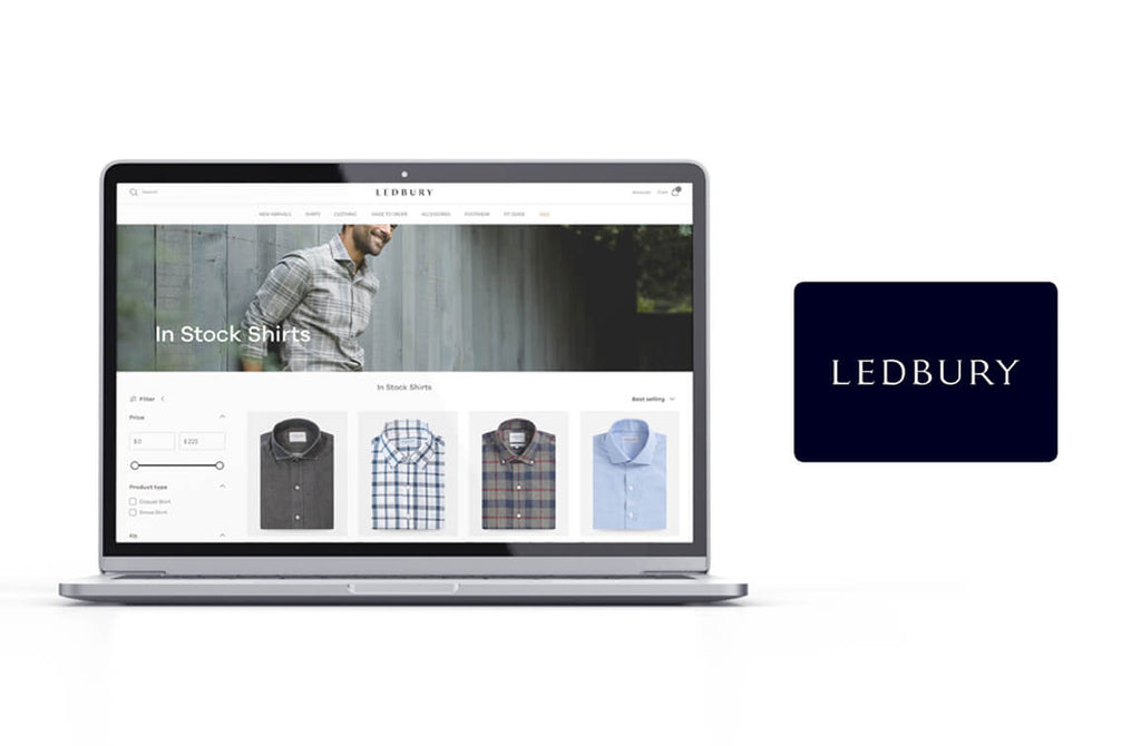  Laptop showing the Ledbury website and a gift card. Laptop mockup image by syifa5610 on Freepik