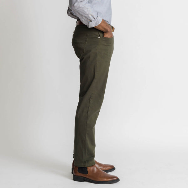 Ledbury Forest Franklin 5 Pocket Custom Pant — side view showing clean lines and tailored silhouette