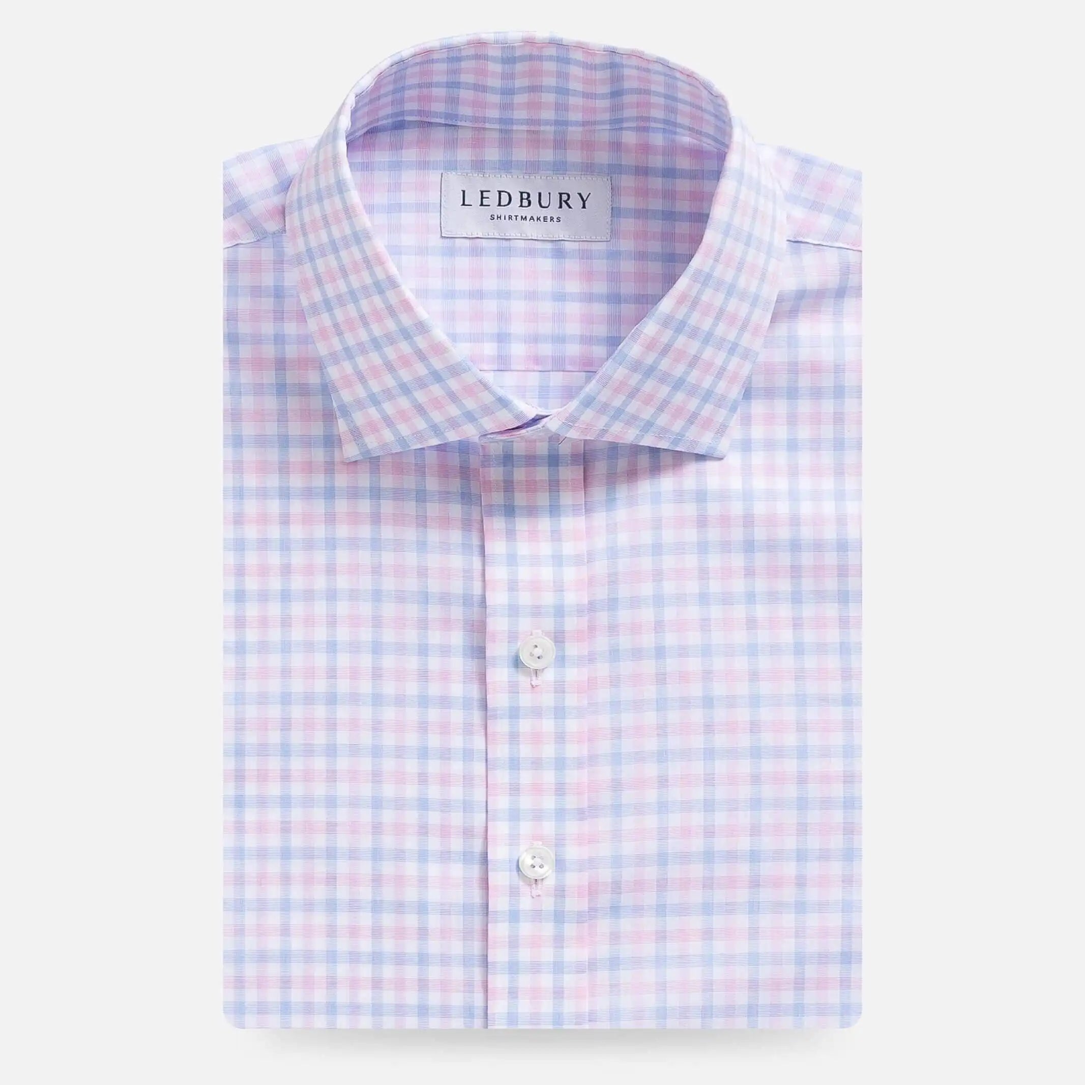 The Pink Arville Check Comfort Stretch Custom Shirt Custom Dress Shirt- Ledbury