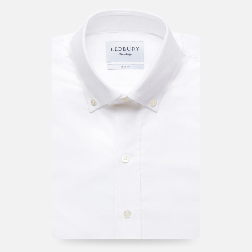 The White Mayfield Oxford Custom Shirt Custom Dress Shirt- Ledbury