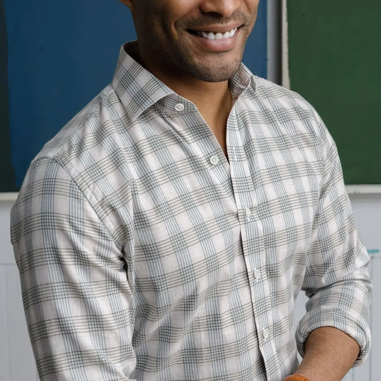 The Oatmeal Bradford Check Custom Shirt Custom Casual Shirt- Ledbury