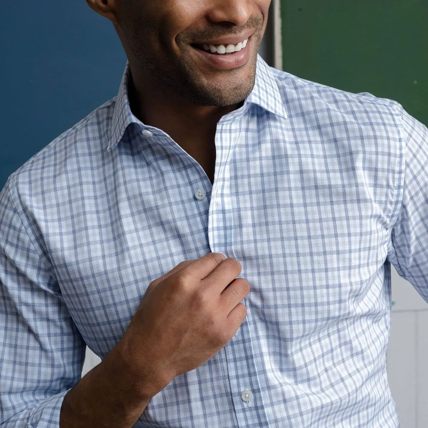 The Navy Blue Arville Comfort Strech Custom Shirt Custom Dress Shirt- Ledbury