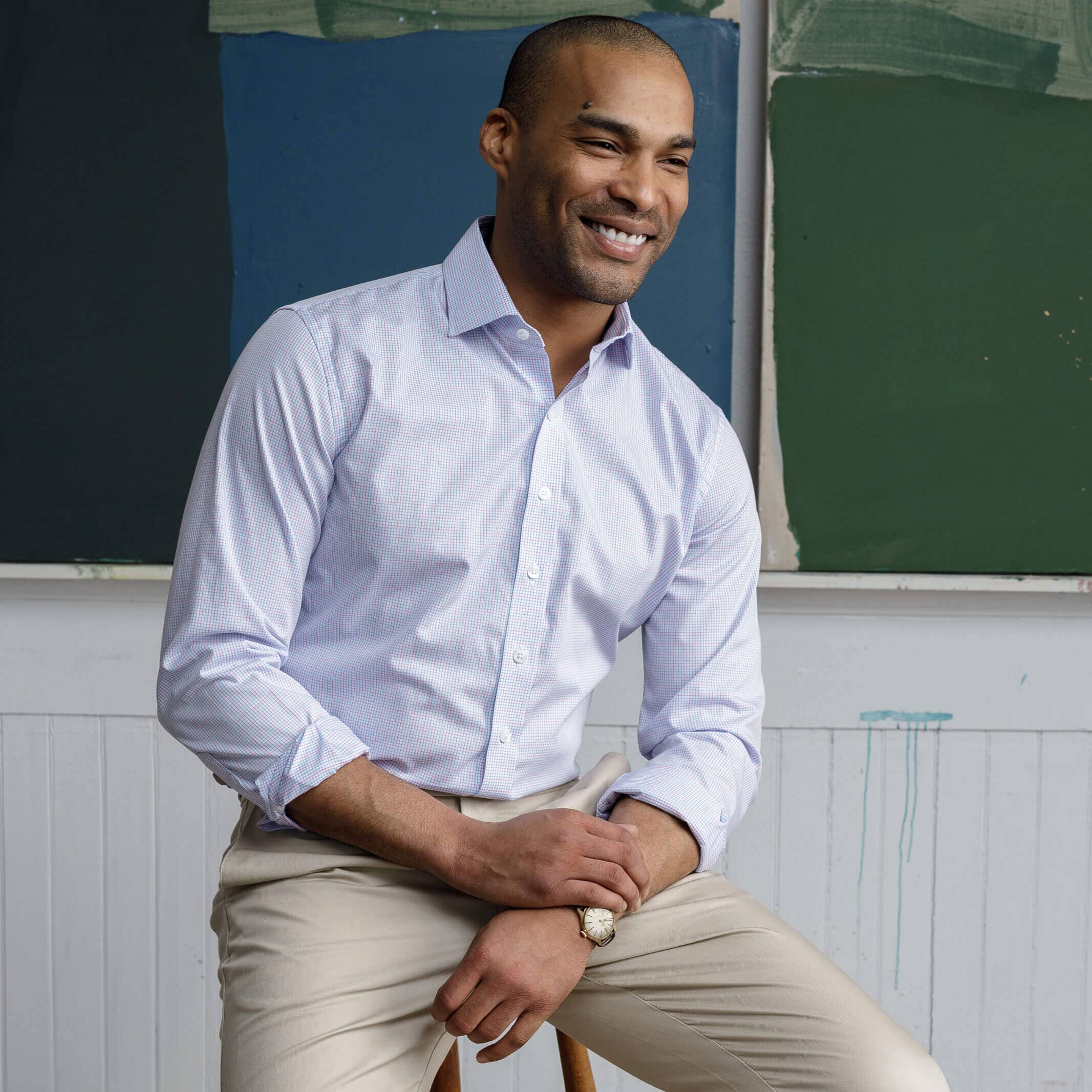 The Pink Kent Windowpane Check Custom Shirt Custom Dress Shirt- Ledbury