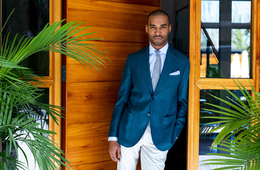 Blue Blazer and Gray Pants Groomsmen Attire