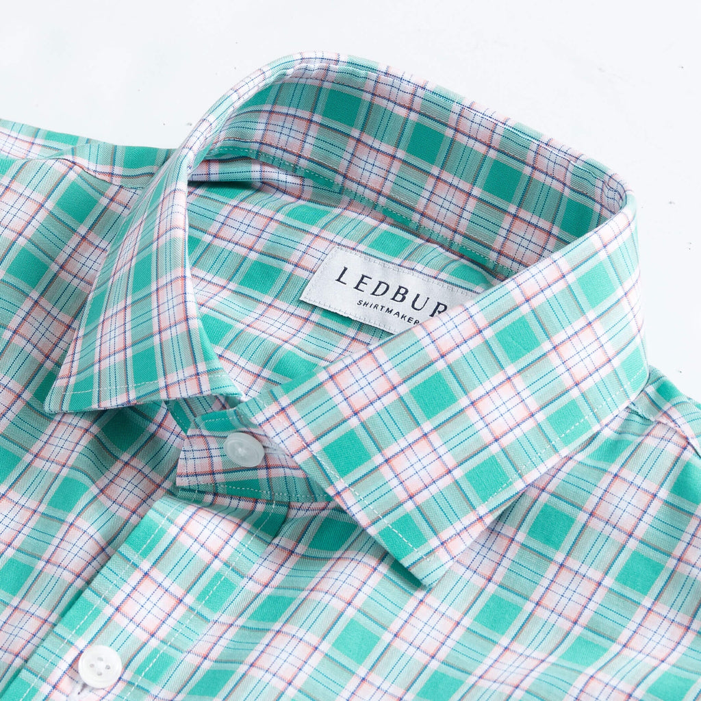 The Aqua Green Linlaw Check Custom Shirt Custom Casual Shirt- Ledbury