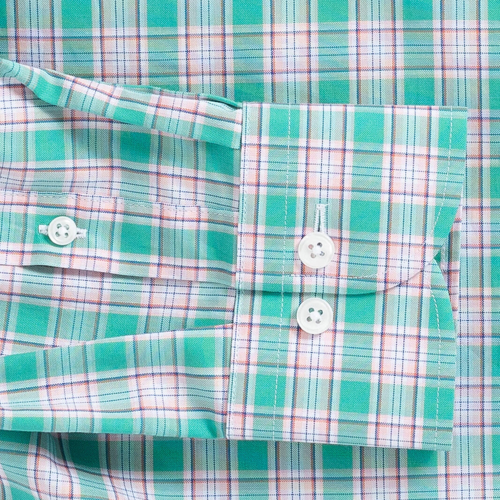 The Aqua Green Linlaw Check Custom Shirt Custom Casual Shirt- Ledbury