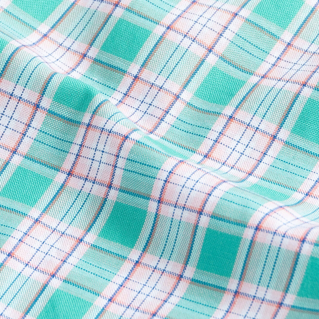 The Aqua Green Linlaw Check Custom Shirt Custom Casual Shirt- Ledbury