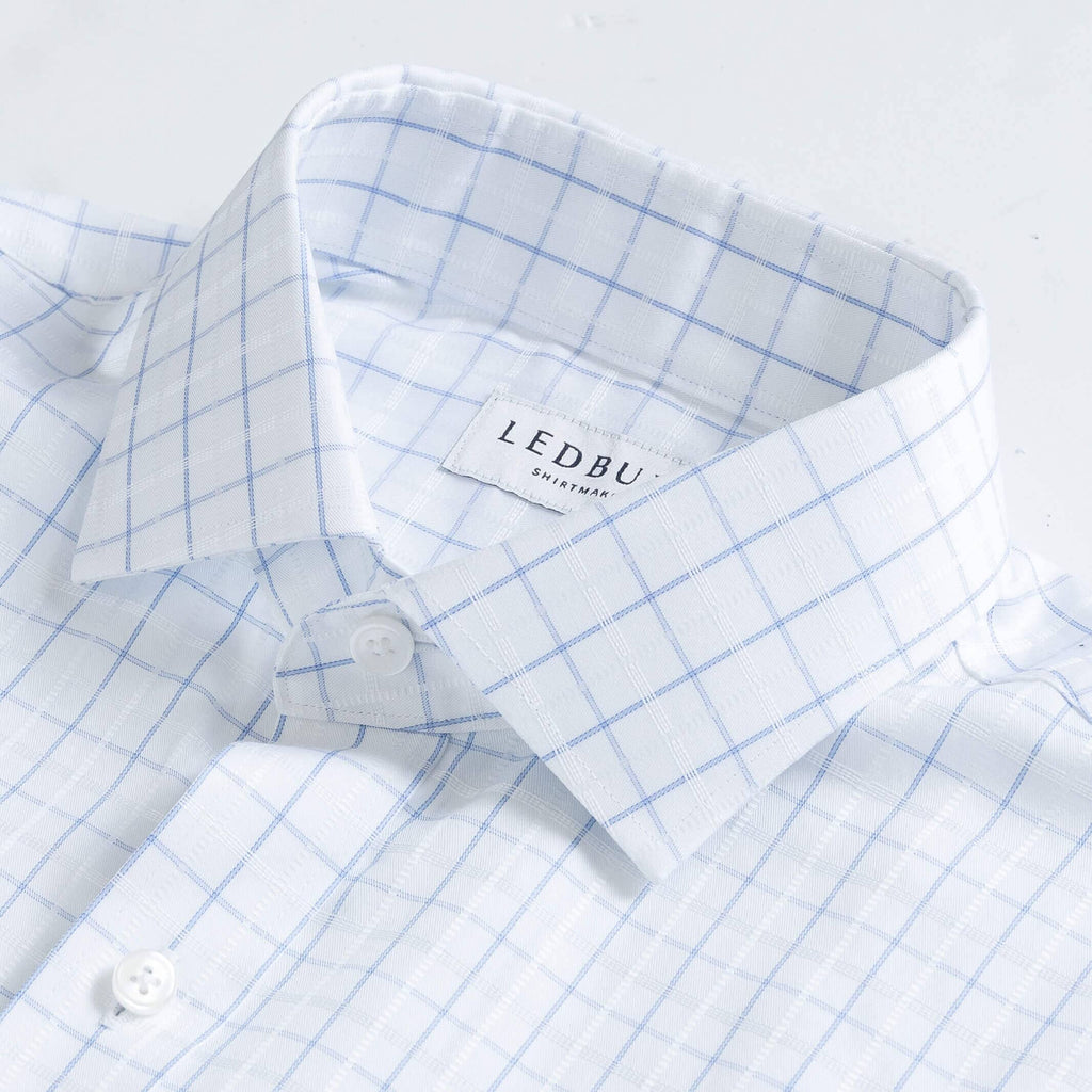 The Blue Albini Goodman Tattersall Custom Shirt Custom Dress Shirt- Ledbury