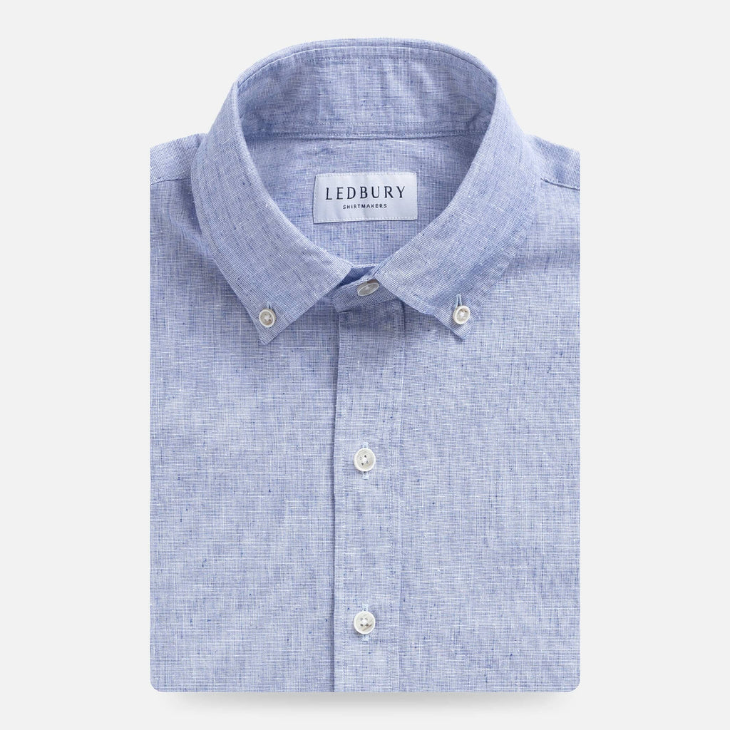 The Blue Barretto Cotton Linen Custom Shirt Custom Casual Shirt- Ledbury