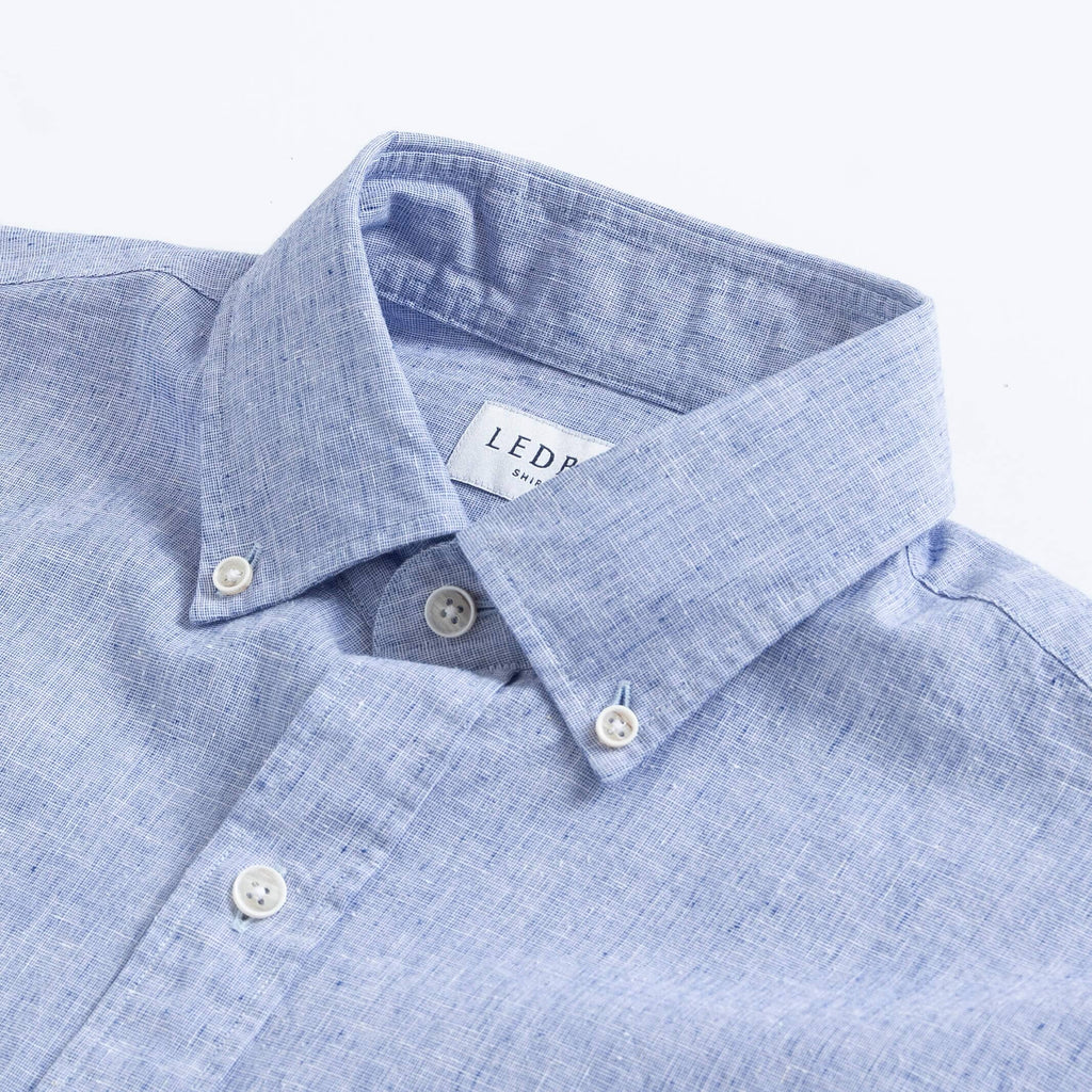 The Blue Barretto Cotton Linen Custom Shirt Custom Casual Shirt- Ledbury