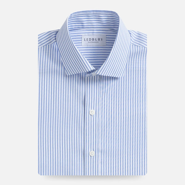 Blue striped non-iron custom dress shirt - Ledbury Wheeler collection
