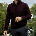 The Dark Burgundy Brewer Mock Neck Sweater Sweater- Ledbury