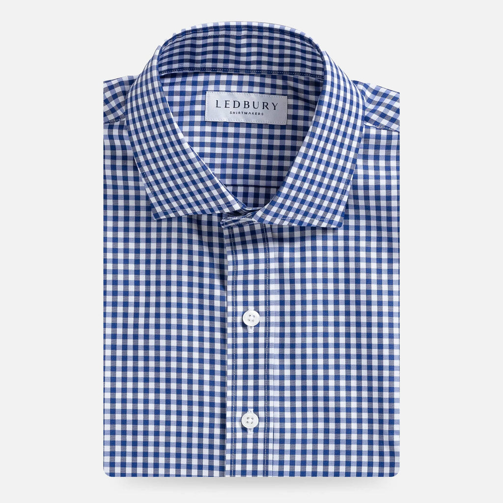The Cobalt Thomas Mason Monte Gingham Custom Shirt Custom Dress Shirt- Ledbury