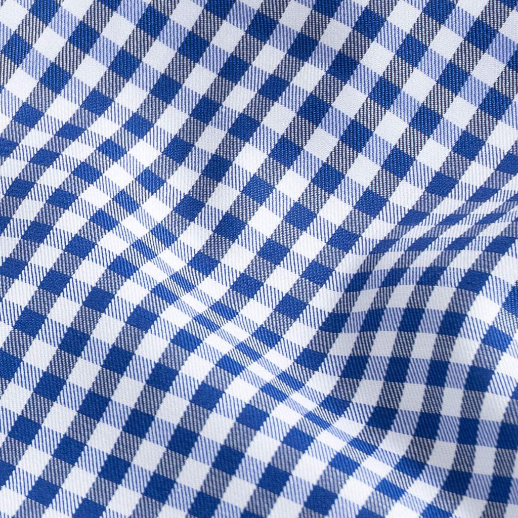 The Cobalt Thomas Mason Monte Gingham Custom Shirt Custom Dress Shirt- Ledbury