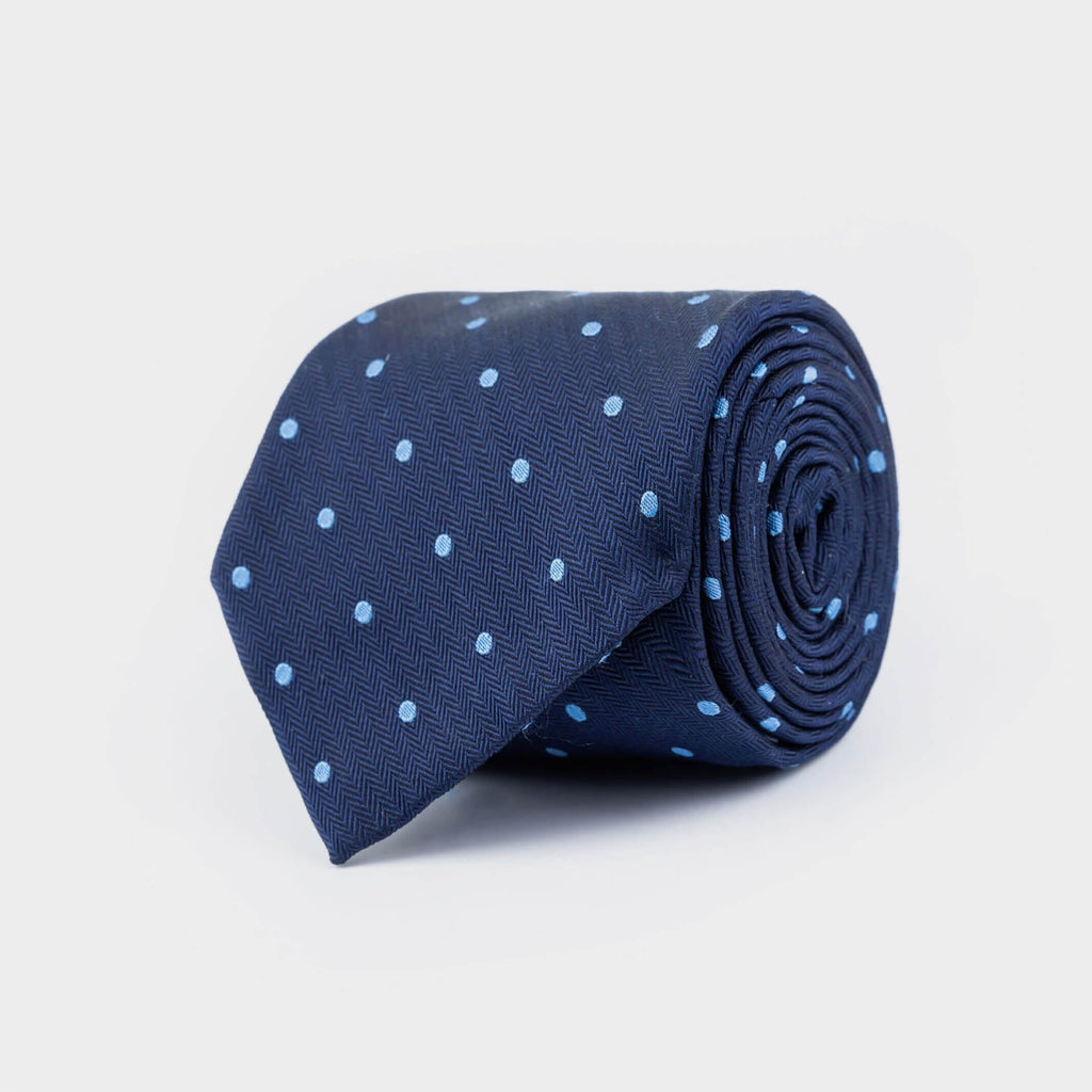 The Dark Blue Blaine Dot Tie Tie- Ledbury