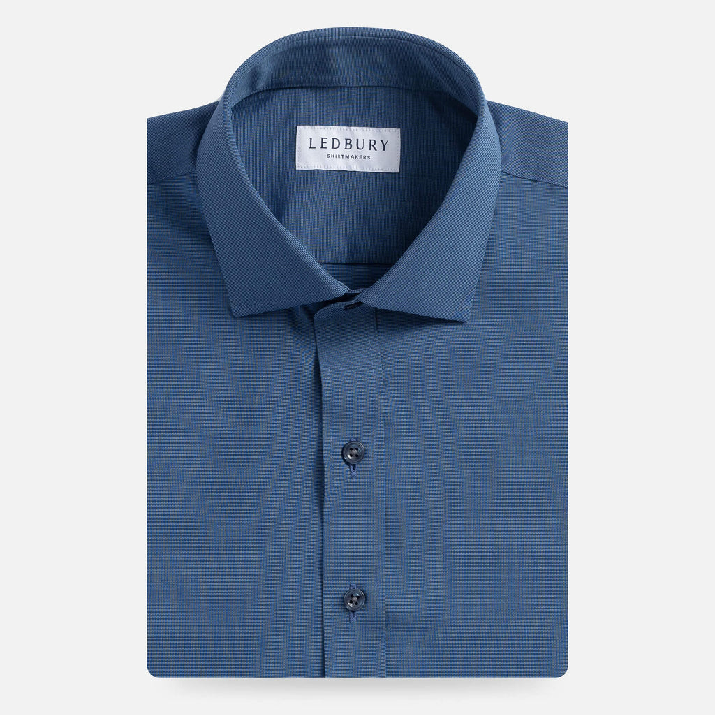 The Dark Blue Pearce End on End Custom Shirt Custom Dress Shirt- Ledbury