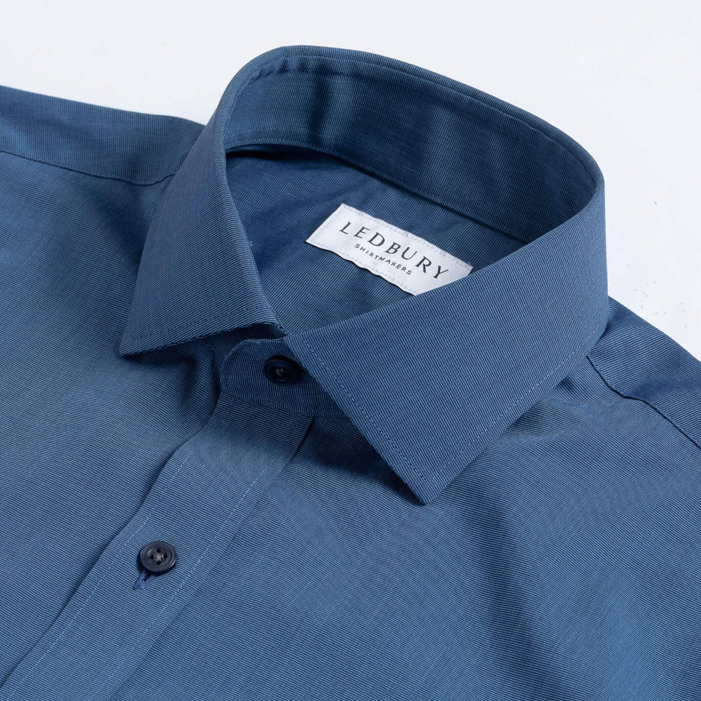 The Dark Blue Pearce End on End Custom Shirt Custom Dress Shirt- Ledbury
