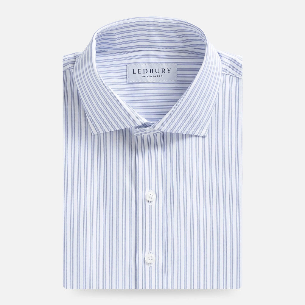 The Deep Blue Albini Deacon Stripe Custom Shirt Custom Dress Shirt- Ledbury