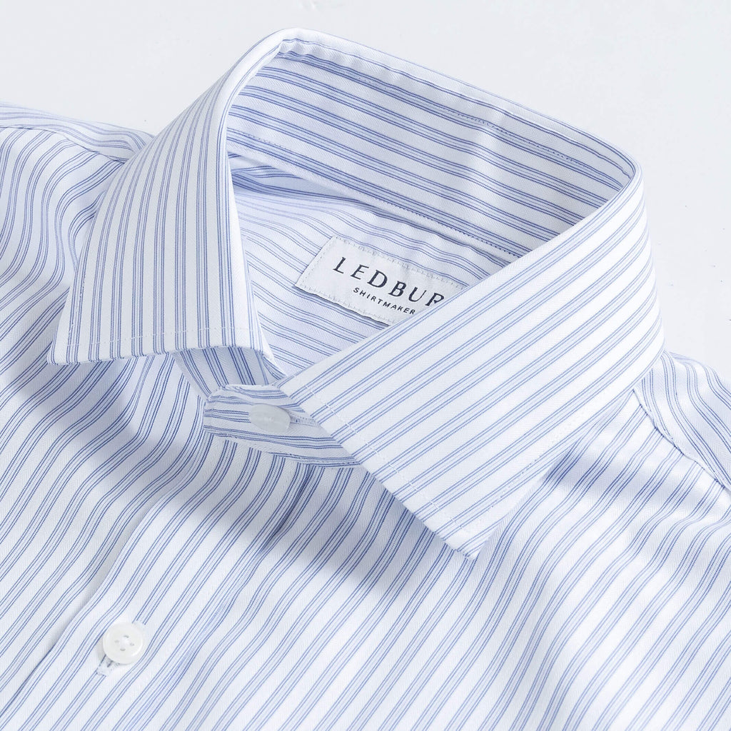 The Deep Blue Albini Deacon Stripe Custom Shirt Custom Dress Shirt- Ledbury