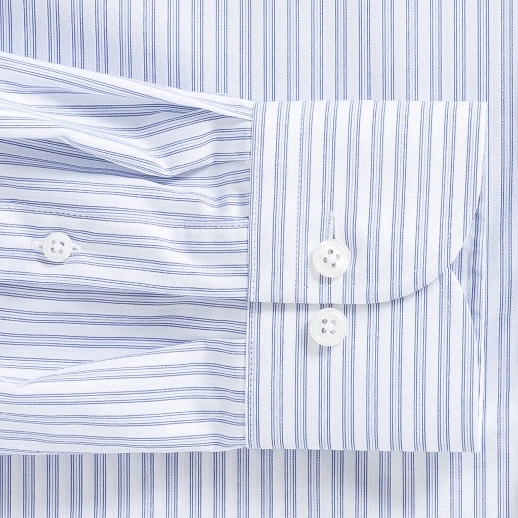 The Deep Blue Albini Deacon Stripe Custom Shirt Custom Dress Shirt- Ledbury