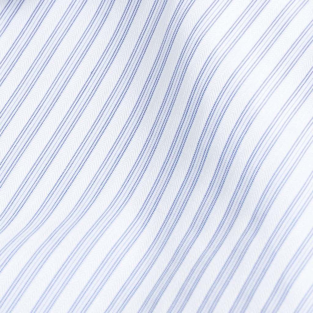 The Deep Blue Albini Deacon Stripe Custom Shirt Custom Dress Shirt- Ledbury