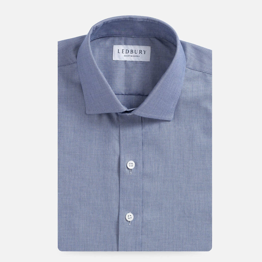 The Deep Blue Linden Dobby Custom Shirt Custom Dress Shirt- Ledbury