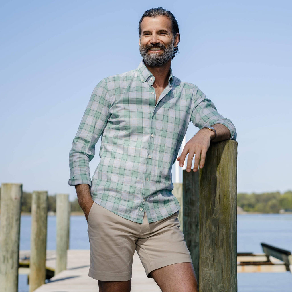 The Seafoam Granby Check Custom Shirt Custom Casual Shirt- Ledbury