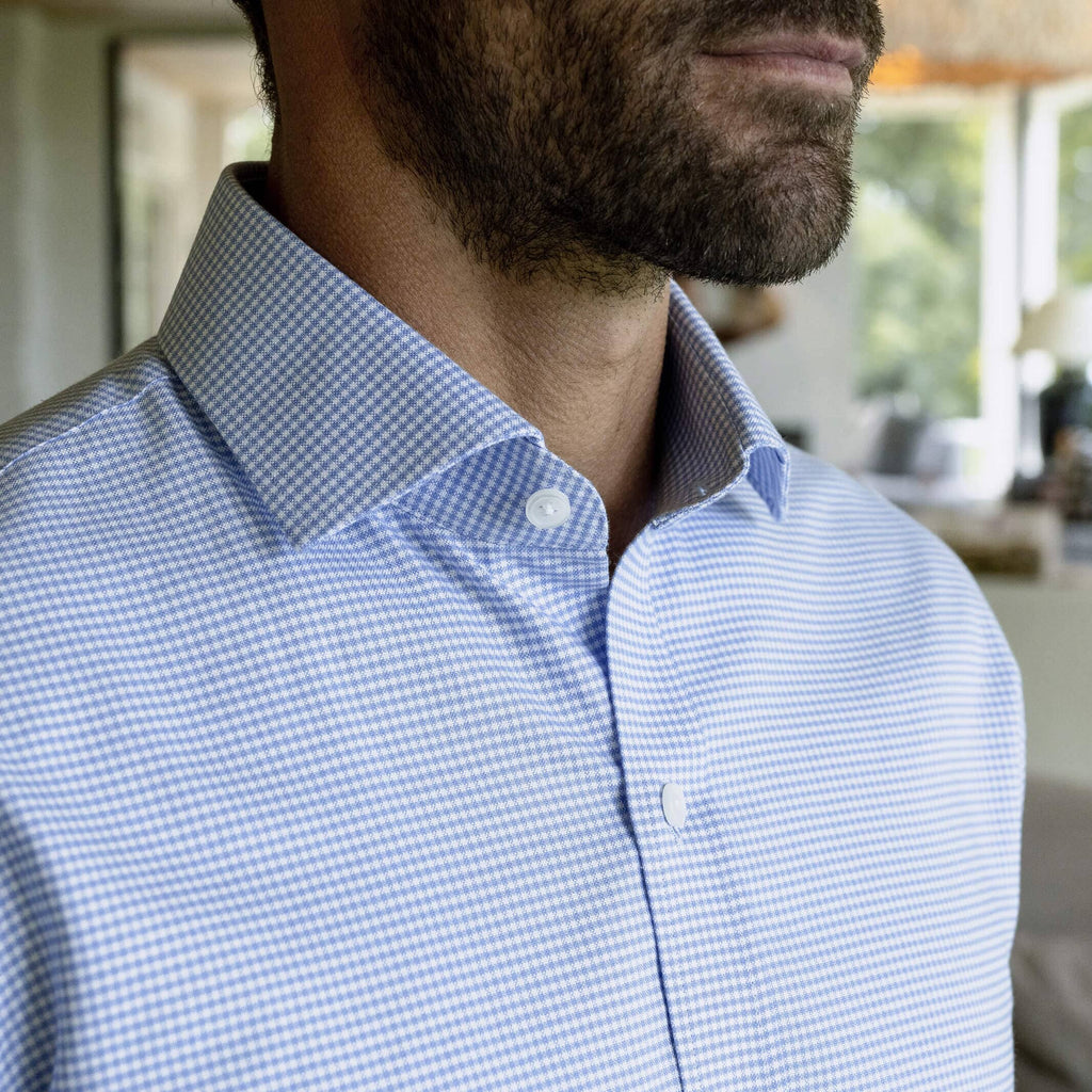 The Blue Hamilton Oxford Gingham Custom Shirt Custom Dress Shirt- Ledbury