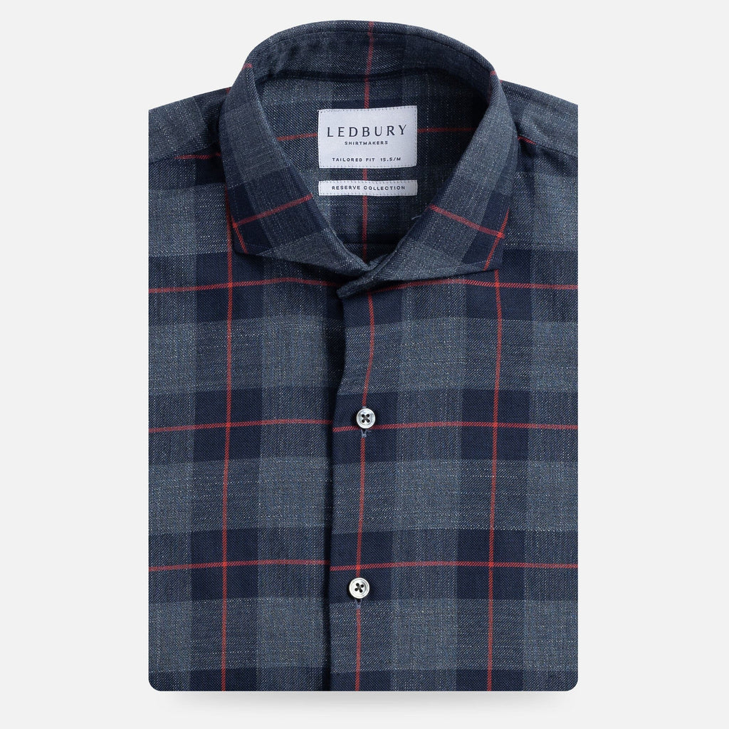 The Navy Klein Check Custom Shirt Custom Casual Shirt- Ledbury