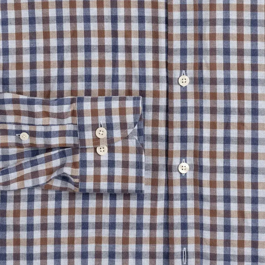 The Soft Brown Kyger Check Custom Shirt Custom Casual Shirt- Ledbury