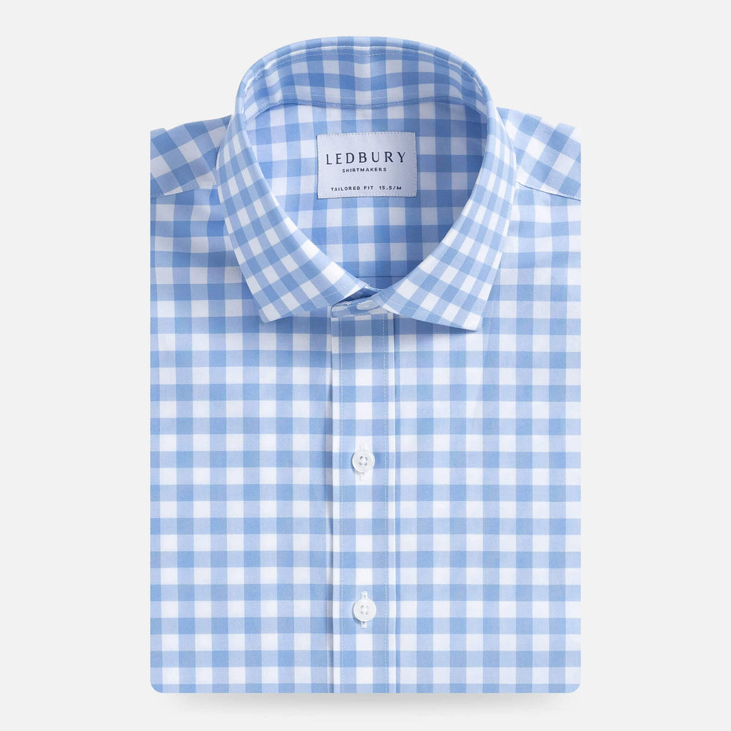 The Light Blue Foster Gingham Dress Shirt Dress Shirt- Ledbury