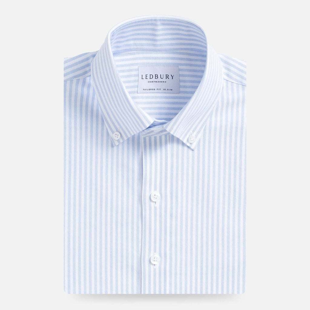 The Light Blue Grant Oxford Stripe Custom Shirt Custom Dress Shirt- Ledbury