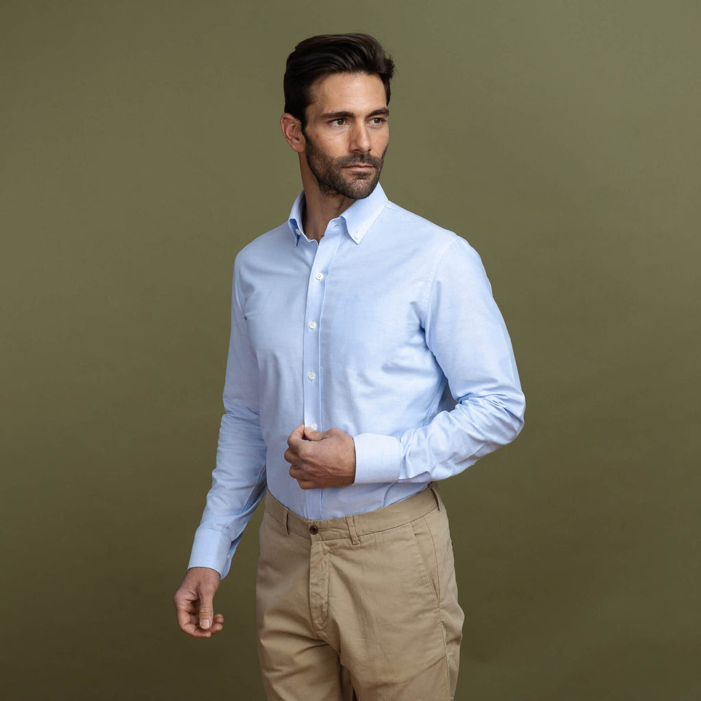 The Light Blue Mayfield Oxford Custom Shirt Custom Dress Shirt- Ledbury