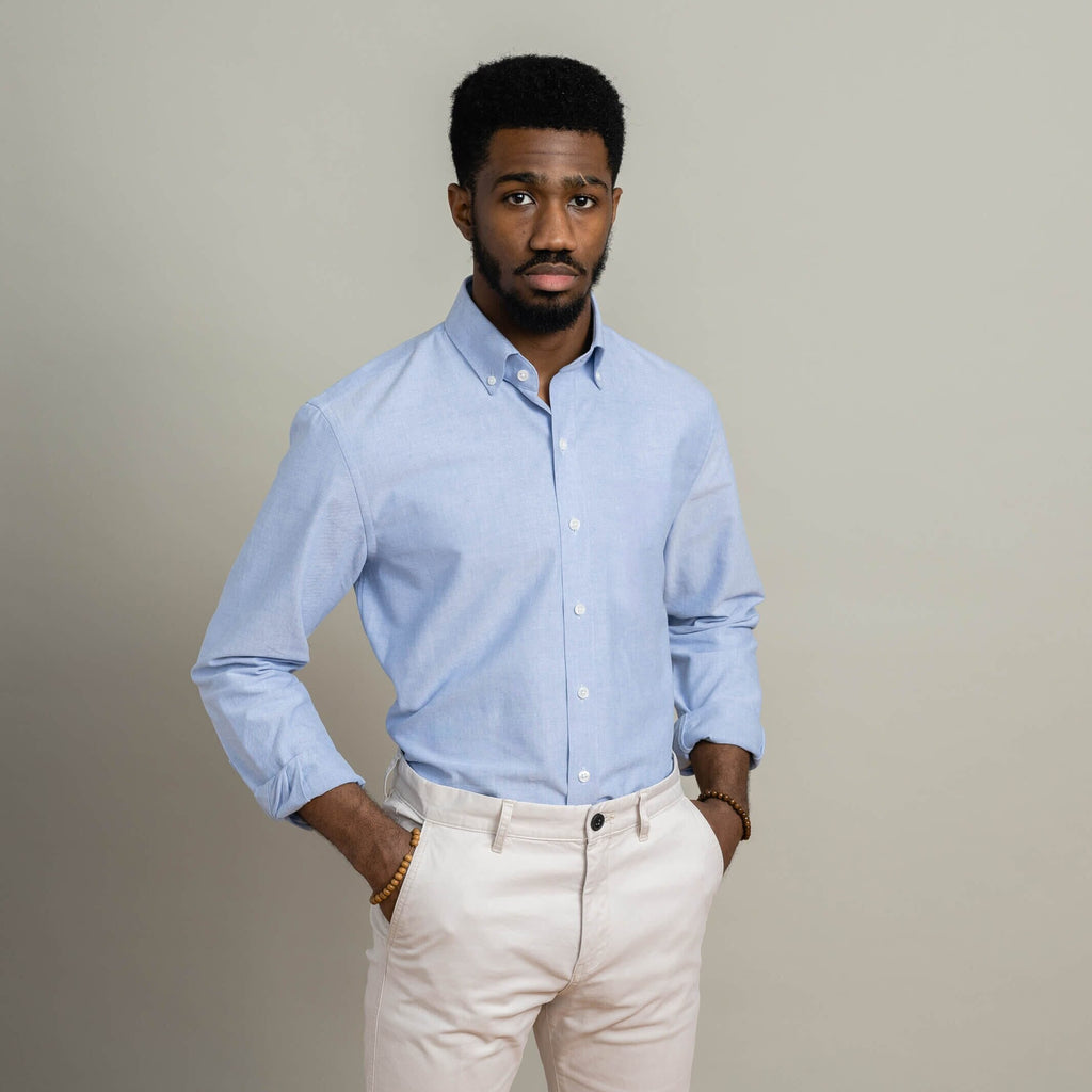 The Blue Mayfield Oxford Custom Shirt Custom Dress Shirt- Ledbury