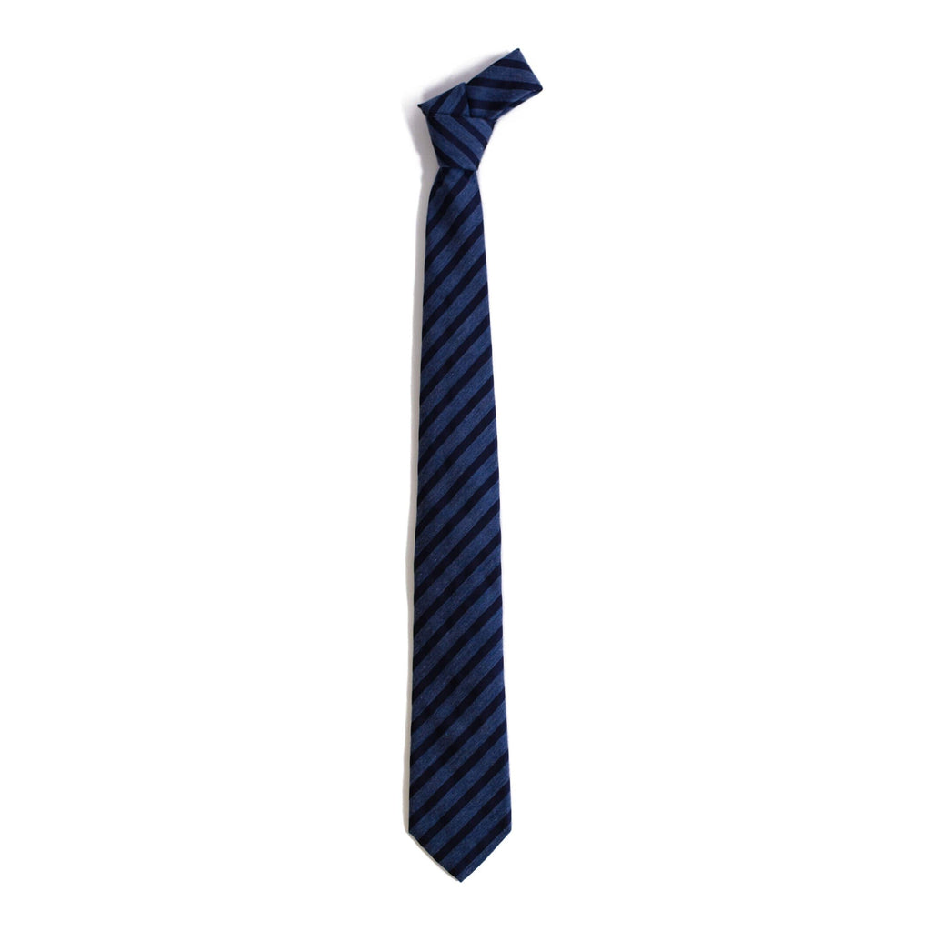The Navy Albertson Stripe Tie Tie- Ledbury