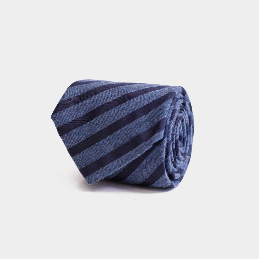 The Navy Albertson Stripe Tie Tie- Ledbury